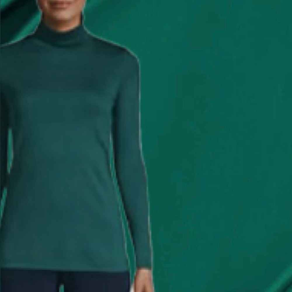 LANDSEND Women’s Tall Shaped Turtleneck Tee Shirt 100% Supima Cotton